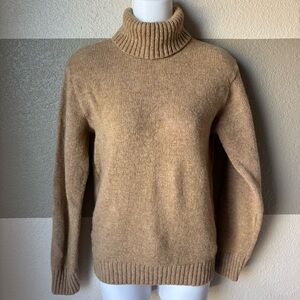 Changor Made in France Women’s XS 100% Wool Sweater Camel Sand Color Turtleneck